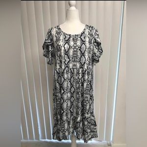 Women White Snake Print Dress 2XL